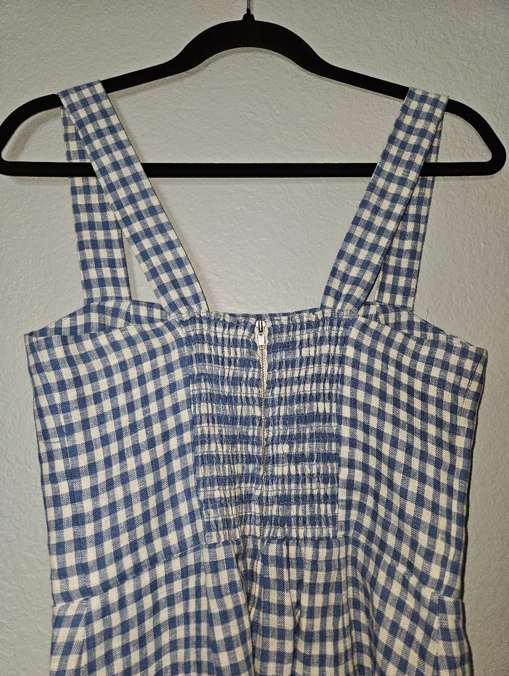 Reformation Brigitte Linen Dress Blue Gingham Print Size 6 - Picture 8 of 10